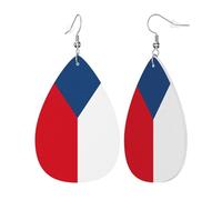Orecchini da donna in pelle con stampa bandiera della Repubblica Ceca orecchini pendenti gioielli accessori