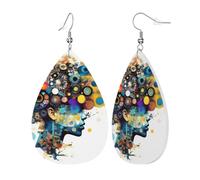 Orecchini da donna in pelle con stampa cerebrale, intelligenza artificiale, orecchini pendenti a goccia, gioielli accessori