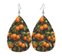 Orecchini da donna in pelle con stampa di arance, semplice ciondolo a forma di goccia, elegante regalo per le vacanze