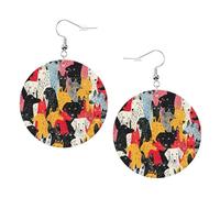 Orecchini da donna in pelle con stampa di cani - Orecchini pendenti e a cerchio, perfetti per feste in costume, accessori per ragazze, Misura unica, Pelle
