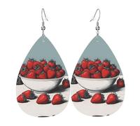 Orecchini da donna in pelle con stampa di frutti e fragole, semplice ciondolo a forma di goccia, elegante regalo per le vacanze