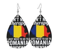 Orecchini da donna in pelle con stampa di mappa della Romania, con gancio, alla moda, vintage, per feste, uso quotidiano, Misura unica, Pelle