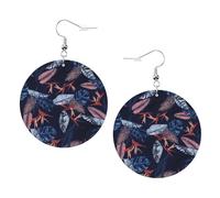 Orecchini da donna in pelle con stampa di uccelli blu e arancioni, leggeri pendenti, gioielli a cerchio colorati, perfetti per accessori per ragazze, Misura unica, Pelle
