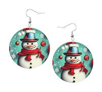 Orecchini da donna in pelle con stampa Merry Christmas Day - Orecchini pendenti e a cerchio, perfetti per feste in costume, accessori per ragazze, Misura unica, Pelle