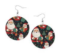 Orecchini da donna in pelle con stampa Merry Christmas, orecchini pendenti e a cerchio, perfetti per feste in costume, accessori per ragazze, Misura unica, Pelle