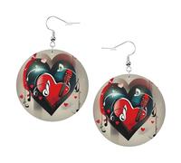 Orecchini da donna in pelle con stampa Treble Love and Music, orecchini pendenti e a cerchio, perfetti per feste in costume, accessori per ragazze, Misura unica, Pelle