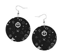 Orecchini da donna in pelle con stampa universo bianco e nero - Orecchini a cerchio, perfetti per feste in costume e accessori per ragazze, Misura unica, Pelle