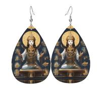 Orecchini da donna in pelle con statua di Dio stampata, semplice ciondolo a forma di goccia, elegante regalo per le vacanze