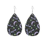 Orecchini Da Donna In Pelle Di Goccia Mystical Purple Moon And Insect Moda Orecchini In Pelle Lussuoso Ciondolo Con Pendente A Goccia Per Feste Uso Quotidiano Feste
