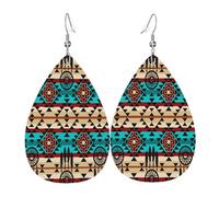 Orecchini Da Donna In Pelle Di Goccia Native American Red Skin Boho Aztec Tribal Pattern Squisito Orecchini Da Donna In Finta Pelle Leggeri Ciondolo A Goccia Per Balli Accessori Appuntamenti