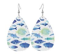 Orecchini da donna in pelle Ocean Life, con pendente a goccia, accessori alla moda per uso quotidiano e feste, Misura unica, Pelle