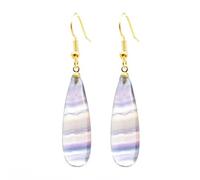Orecchini da donna in pietra naturale, quarzo rosa, fluorite, prehnite, orecchini a gancio a goccia, Pietra Vetro Pietra Smalto Vetro, Zirconia cubica Agata Ossidiana