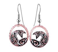 Orecchini da donna in rame intagliati a mano con 22 disegni unici della fauna selvatica tra cui colibrì/libellula/lupo/farfalla/salmone/inuksuk/Maria/balena/croce/gatto/totem/cavallo/tartaruga, Rame