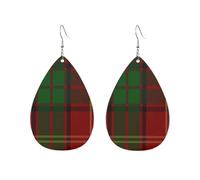 Orecchini da donna in tartan di lino e plaid della famiglia Kirk Clan, a forma di goccia d'acqua, accessori alla moda
