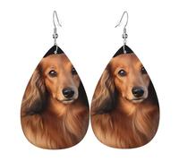Orecchini Da Donna Long Haired Dachshund Ecopelle Orecchino Confortevoli Classico Orecchini In Pelle A Goccia, Per Birthday, Le Donne, Party