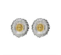Orecchini da donna moderni, da donna, con fiori placcati in oro, con margherite, 23 x 23 mm, per la festa della mamma, gioielli, Kupfergänseblümchen, Rame, Nessuna pietra preziosa