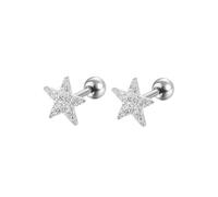 Orecchini da donna moderni, in acciaio inox, argento opaco, a forma di stella/cuore per gioielli di laurea, Mattierte Sternform, Acciaio inossidabile, Nessuna pietra preziosa