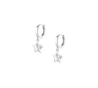 Orecchini da donna Open Star CZ Huggie, cerchi in tono argento scintillante, regalo per compleanno e San Valentino, abbigliamento quotidiano