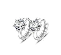 Orecchini da donna, orecchini a cerchio in argento, placcati in argento, con zirconi, sei artigli con pietre preziose, 10 x 7 mm, per gioielli di laurea