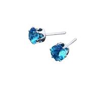 Orecchini da donna, orecchini a chiodo con zirconi bianchi pavé di zirconi a sei artigli per fidanzamento gioielli, bleu1, Rame, Zirconia cubica