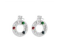 Orecchini da donna, orecchini a chiodo in argento con zirconia cubica, 25 x 22 mm, per festa della mamma, gioielli, Cercle vintage en zircone cubique de forme ronde, Rame, Zirconia cubica