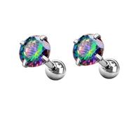 Orecchini da donna, orecchini a chiodo, zirconia cubica, 5 mm, con zirconia cubica, 7 x 13 mm, per compleanni, gioielli
