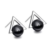 Orecchini da Donna, Orecchini a Lobo Elegante semplicità Triangolo Sterlina 925 Strass Neri Orecchini a Lobo da Donna Gioielli Donna/Nero,Donna