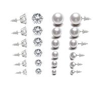 Orecchini da donna orecchini di perle bianche orecchini di zirconi argento orecchini di perle da donna set di orecchini da 3-8 mm per le donne 12 paia