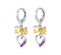 Orecchini da donna, orecchini dorati pendenti a forma di cuore con fiocco e zirconia cubica, per moglie, laurea, gioielli di aggiornamento, 30x10MM, base placcata oro rosa, Zirconia cubica