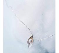 Orecchini da donna, orecchini in argento Sterling 925 con foglia d'albero, orecchini di perle, orecchini con foglia di salice, orecchini in Corea,Necklace-b