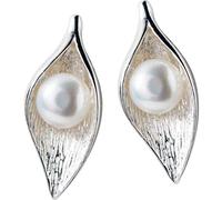 Orecchini da donna, orecchini in argento Sterling 925 con foglia d'albero, orecchini di perle, orecchini con foglia di salice, orecchini in Corea,A-b