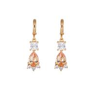 Orecchini da donna, orecchini in oro da donna pendenti con ciondolo quadrato e a goccia con zirconia cubica per anniversario lesbico gioielli semplici, 7x31MM, base placcata oro rosa, Zirconia cubica