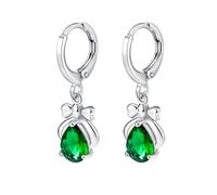 Orecchini da donna, orecchini pendenti in argento con fiocco, con zirconi cubici, a forma di pera, 26 x 9 mm, Rame, Zirconia cubica