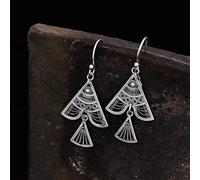 Orecchini da donna, orecchini pendenti in stile cinese in argento Sterling 990, vintage, antichi, fatti a mano, in filigrana, piccoli orecchini a forma di pesce, gioielli da donna