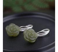 Orecchini da donna, orecchini pendenti in stile cinese S925, orecchini solidi, gioielli semplici alla moda, orecchini da donna in nefrite e rosa, diaspro scuro,Dark Jasper-b