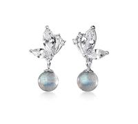 Orecchini da donna, orecchini S925, orecchini da donna con temperamento coreano, orecchini a farfalla con diamanti, orecchini corti con pietra di luna dolce,A-b