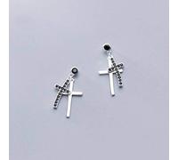 Orecchini da donna, orecchini S925, orecchini da donna coreani alla moda, con croce di diamanti neri, temperamento, un paio