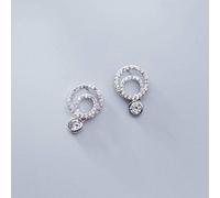 Orecchini da donna, orecchini S925, orecchini da donna coreani, semplici, stile letterario, con diamanti, ad anello cavo, orecchini rotondi temperamento