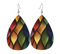 Orecchini Da Donna Pelle Sintetica Abstract Color Stained Glass Print Design Di Fascia Alta Orecchini In Pelle A Forma Di Lacrima Per Adatti Per L'Uso Quotidiano Every Outfit