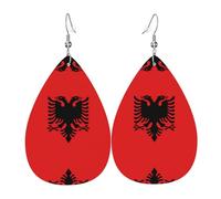 Orecchini Da Donna Pelle Sintetica Albanian Flag Pattern Orecchini In Pelle A Forma Di Lacrima Design Di Fascia Alta Per Per Feste E Appuntamenti Adatti Per L'Uso Quotidiano