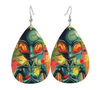 Orecchini Da Donna Pelle Sintetica Alien Cannabis Leafs Trippy Marijuana Hippies Psychedelic Accessories Orecchino Leggeri E Lussuosi Per Decorazione Per Abbigliamento 2 Paia