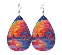 Orecchini Da Donna Pelle Sintetica Alien Planet Landscape Psychedelic Plant Trippy Colorful Leggeri E Lussuosi Orecchino Design Di Fascia Alta Per Feste E Appuntamenti 2 Paia