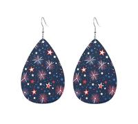 Orecchini Da Donna Pelle Sintetica America Elements & Fireworks And Stars Lacrima Teardrop Leather Dangle Earrings Accessories Per Adatti Per L'Uso Quotidiano Feste E Appuntamenti