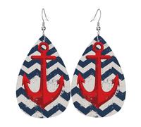 Orecchini Da Donna Pelle Sintetica Anchors & Zigzag Wavy Lines Accessories Gioielli Lacrima Per Decorazione Per Abbigliamento For Women Girls