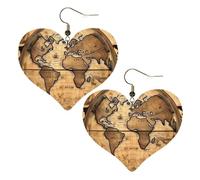 Orecchini Da Donna Pelle Sintetica Ancient Map World Globe Heart Lacrima Gioielli Accessories Per For Women Girls Every Outfit