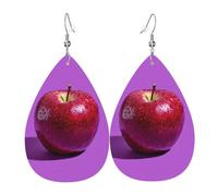 Orecchini Da Donna Pelle Sintetica Apples On Purple Background Pattern Leggeri E Lussuosi Orecchini In Pelle A Forma Di Lacrima Accessories Per Feste E Appuntamenti For Women Girls
