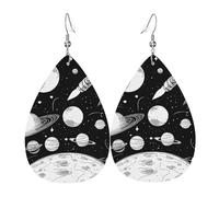 Orecchini Da Donna Pelle Sintetica Astronaut And Alien Printed Lacrima Orecchini In Pelle A Forma Di Lacrima Per Per Le Donne Ragazze Every Outfit