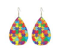 Orecchini Da Donna Pelle Sintetica Autism Awareness Pattern Gioielli Lacrima Per Per Feste E Appuntamenti Per Le Donne Ragazze