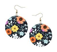 Orecchini Da Donna Pelle Sintetica Beautiful Colourful Flowers Accessories Teardrop Leather Dangle Earrings Lacrima Per Decorazione Per Abbigliamento Adatti Per L'Uso Quotidiano