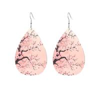 Orecchini Da Donna Pelle Sintetica Beautiful Pink Cherry Bloom Design Di Fascia Alta Orecchino Lacrima Per Adatti Per L'Uso Quotidiano 2 Paia